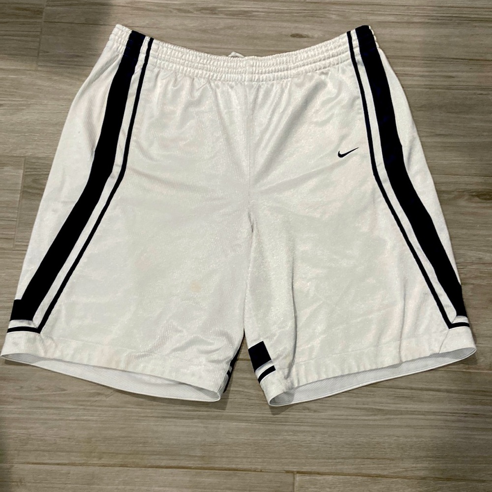 Nike Basketball Shorts. White with Navy